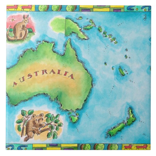 Kaart van Australië Tegeltje (Voorkant)