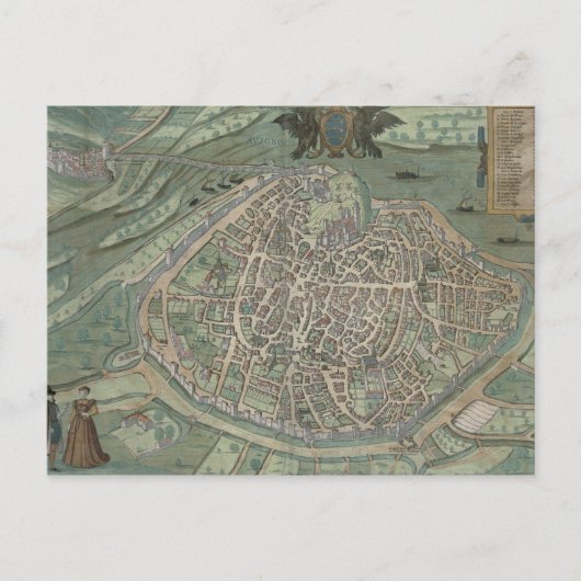 Kaart van Avignon, van "Civitates Orbis Terrarum"  (Voorkant)