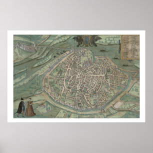 Kaart van Avignon, van "Civitates Orbis Terrarum" Poster