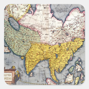kaart van Azië 1580 Vierkante Sticker