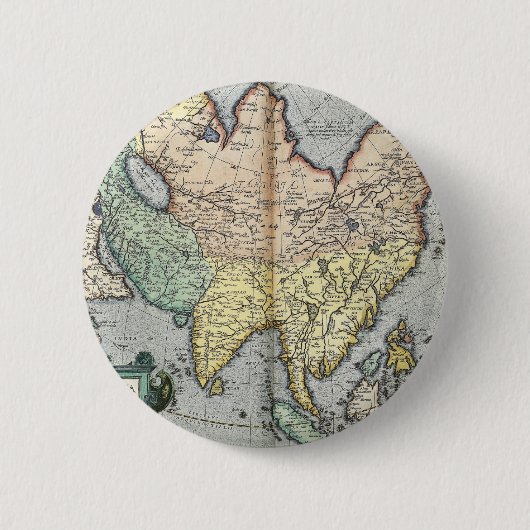 kaart van Azië | 1592 Ronde Button 5,7 Cm (Voorkant)