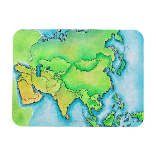 Kaart van Azië Magneet (Horizontaal)