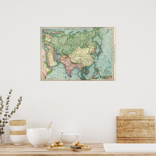 kaart van Azië Poster (Keuken)
