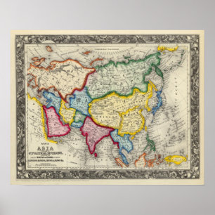 Kaart van Azië Poster
