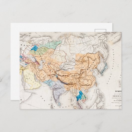 Kaart van Azië | Tijd in Kublai Khan (Voorkant / Achterkant)