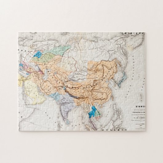 Kaart van Azië | Tijd in Kublai Khan Legpuzzel (Horizontaal)