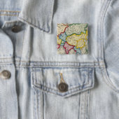 Kaart van Azië Vierkante Button 5,1 Cm (In situ)