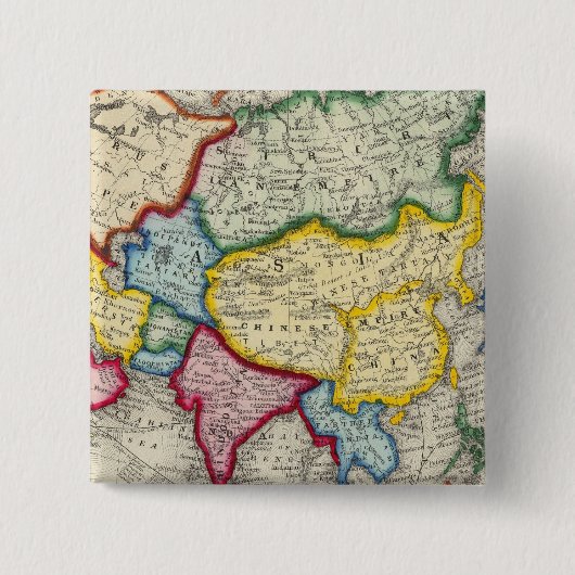 Kaart van Azië Vierkante Button 5,1 Cm (Voorkant)