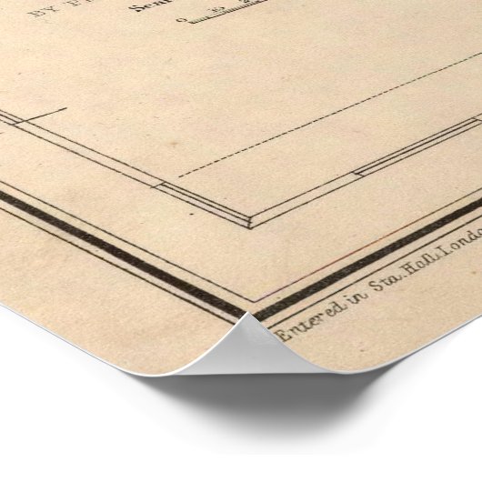 kaart van Baja California (1857) Poster (Hoek)