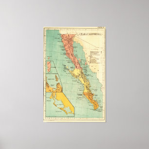  kaart van Baja California (1899) Canvas Afdruk