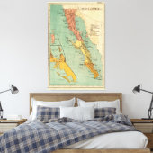 kaart van Baja California (1899) Canvas Afdruk (Insitu (Slaapkamer))