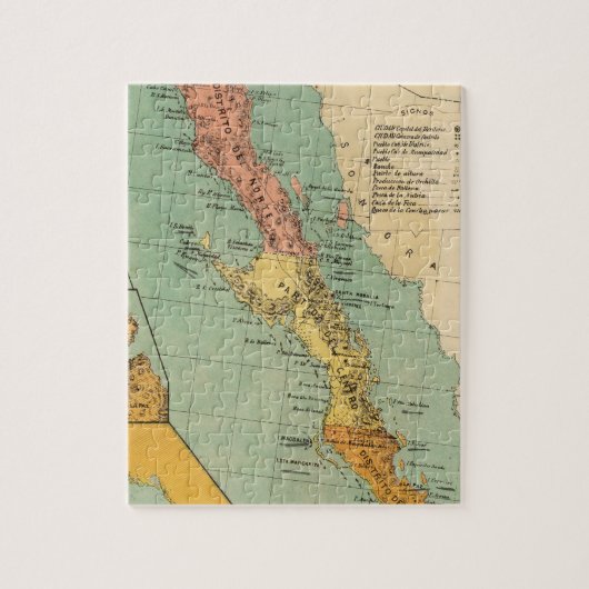  kaart van Baja California (1899) Legpuzzel (Verticaal)