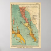 kaart van Baja California (1899) Poster (Voorkant)