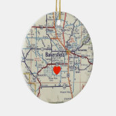  kaart van Bakersfield Californië Keramisch Ornament (Rechts)