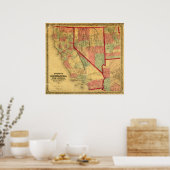 Kaart van Bancroft in Californië, Nevada, Utah Poster (Keuken)