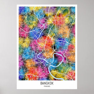 Kaart van Bangkok Thailand Poster