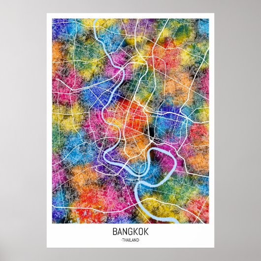 Kaart van Bangkok Thailand Poster (Voorkant)