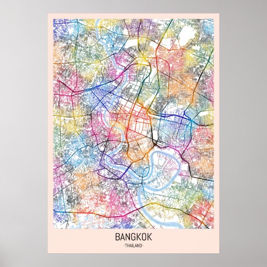Kaart van Bangkok Thailand Poster (Voorkant)