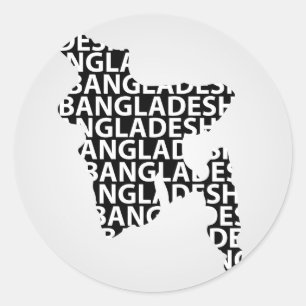 Kaart van Bangladesh met tekst binnen Ronde Sticker