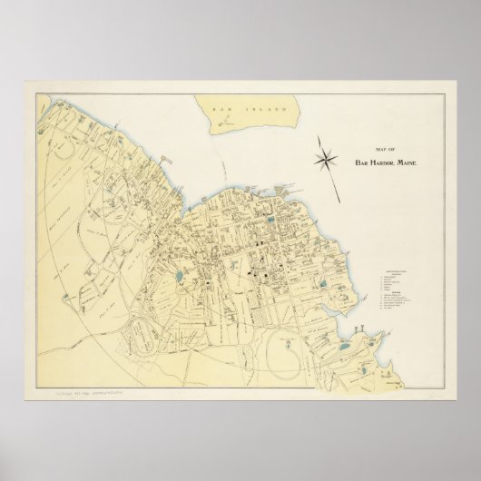 kaart van Bar Harbor Maine (1897) Poster (Voorkant)