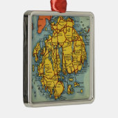 Kaart van Bar Harbor MT Desert Metalen Ornament (Rechts)