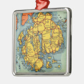 Kaart van Bar Harbor MT Desert Metalen Ornament (Links)