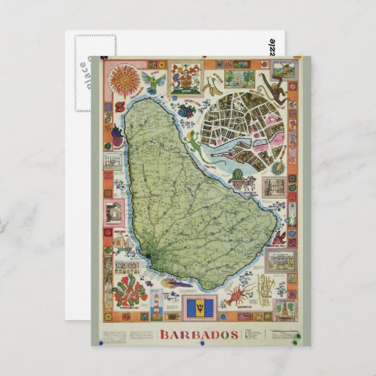 kaart van Barbados (Voorkant / Achterkant)