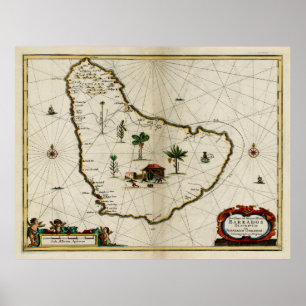  kaart van Barbados (1672) Poster
