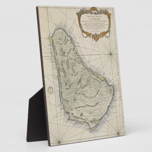  kaart van Barbados (1758) Fotoplaat (Zijkant)