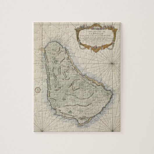 kaart van Barbados (1758) Legpuzzel (Verticaal)