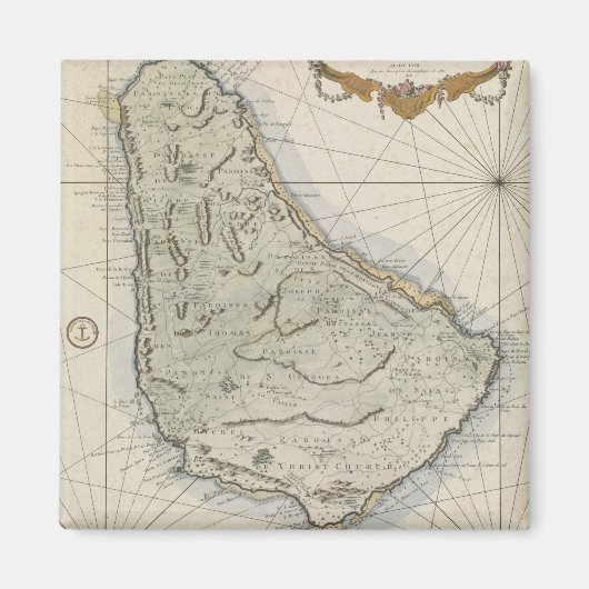  kaart van Barbados (1758) Magneet (Voorkant)