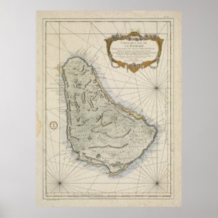  kaart van Barbados (1758) Poster