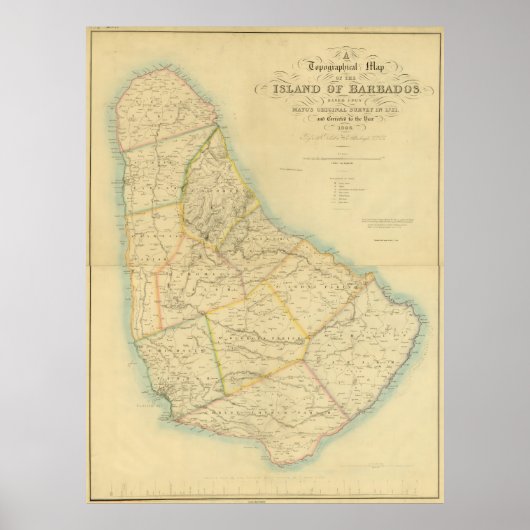  kaart van Barbados (1846) Poster (Voorkant)