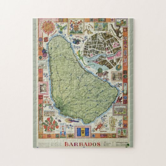  kaart van Barbados Legpuzzel (Verticaal)