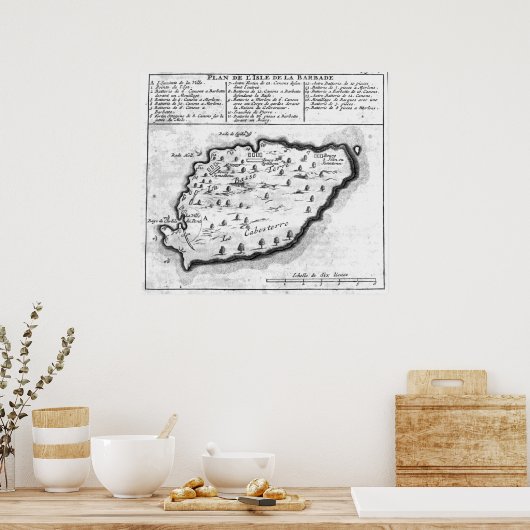 Kaart van Barbados Poster (Keuken)