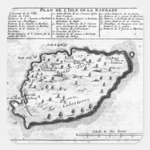 Kaart van Barbados Vierkante Sticker