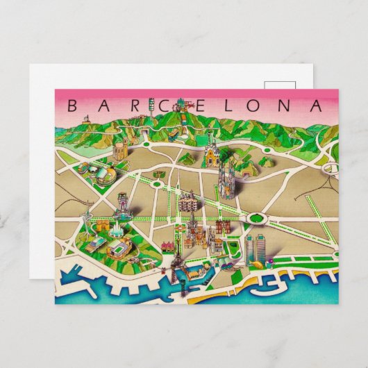 Kaart van Barcelona Spanje (Voorkant / Achterkant)