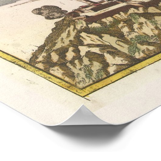  kaart van Barcelona Spanje (1706) Poster (Hoek)