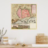  kaart van Barcelona Spanje (1706) Poster (Keuken)
