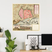  kaart van Barcelona Spanje (1706) Poster (Thuiskantoor)