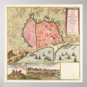  kaart van Barcelona Spanje (1706) Poster (Voorkant)