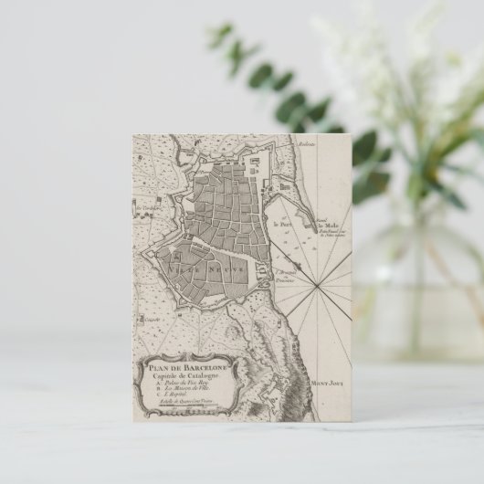 kaart van Barcelona Spanje (1764) (Staand voorkant)