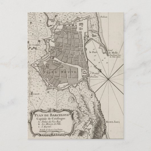 kaart van Barcelona Spanje (1764) (Voorkant)