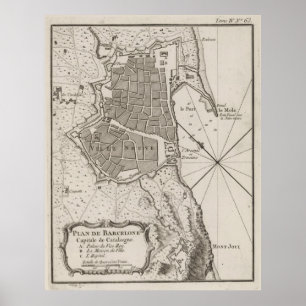  kaart van Barcelona Spanje (1764) Poster