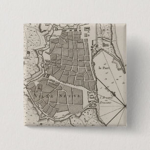 kaart van Barcelona Spanje (1764) Vierkante Button 5,1 Cm