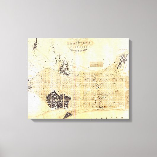 kaart van Barcelona Spanje (1859) Canvas Afdruk (Voorkant)
