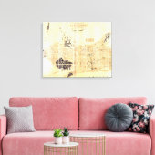 kaart van Barcelona Spanje (1859) Canvas Afdruk (Insitu (Woonkamer))