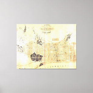  kaart van Barcelona Spanje (1859) Canvas Afdruk