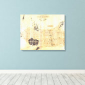 kaart van Barcelona Spanje (1859) Canvas Afdruk (Insitu (Houten vloer))