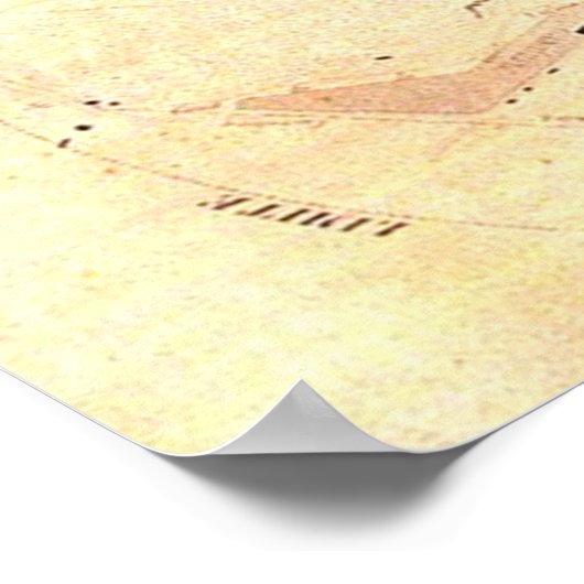  kaart van Barcelona Spanje (1859) Poster (Hoek)